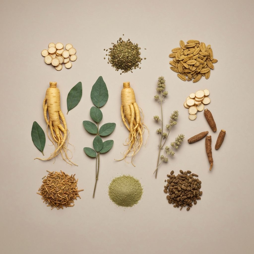 Various herbal ingredients and botanical elements
